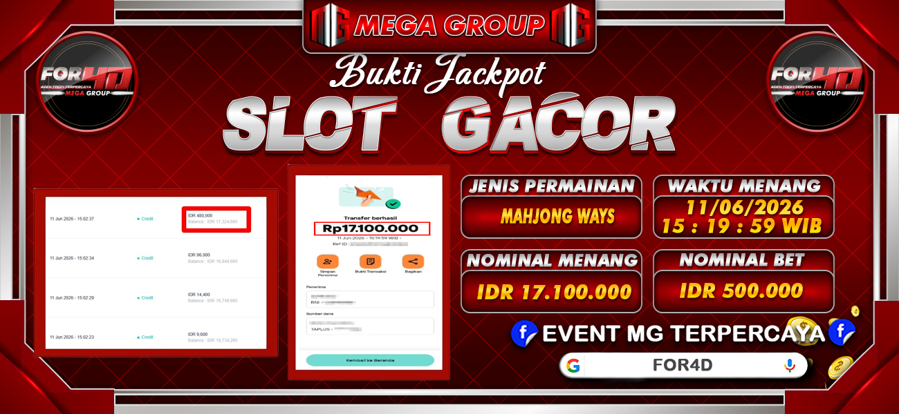 Bukti JP situs For4D hari Kamis, 11 Juni 2026