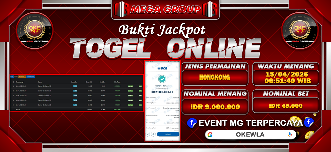 Bukti JP situs Okewla hari Rabu, 15 April 2026