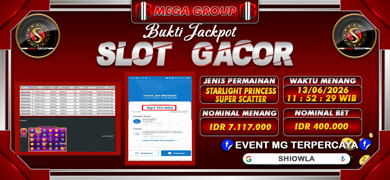 Bukti JP situs Shiowla hari Senin, 15 Juni 2026